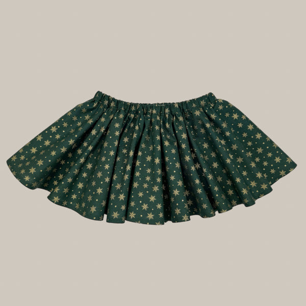 RTS SIZE 6 PENNY l Twirl Skirt I HUNTER GREEN SNOWFLAKE