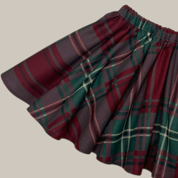 PENNY l Twirl Skirt I MAROON PLAID