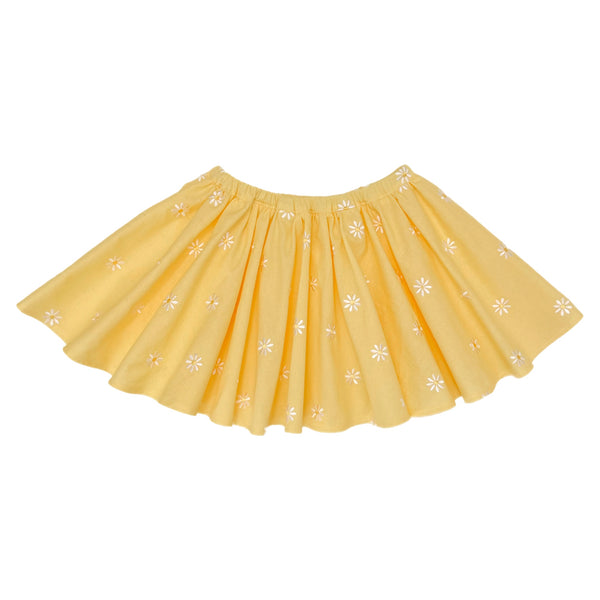 PENNY l Twirl Skirt I YELLOW EMBROIDERED DAISY