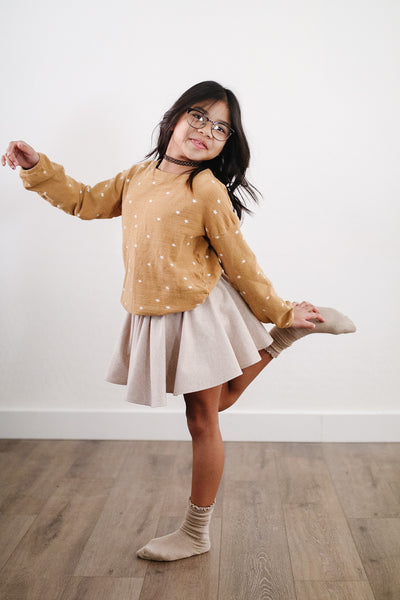 PENNY l Twirl Skirt | OATMEAL BRUSHED COTTON