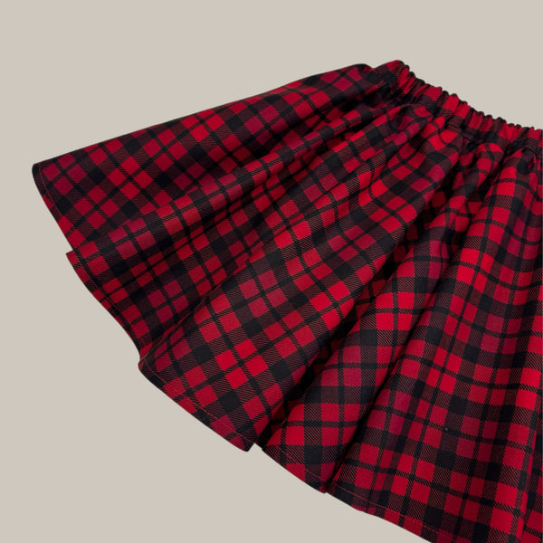 PENNY l Twirl Skirt I RED AND BLACK PLAID