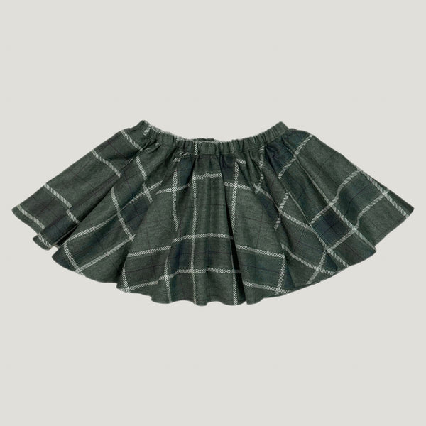 PENNY l Twirl Skirt I GREEN PLAID LUXE FLANNEL