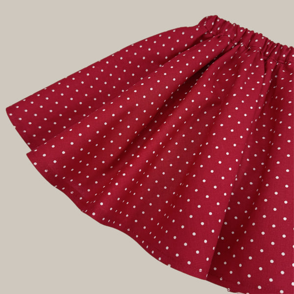 PENNY l Twirl Skirt I BURGUNDY RED DOT