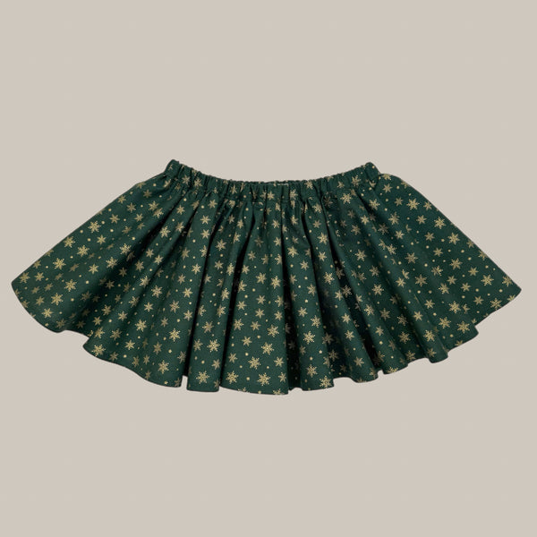 PENNY l Twirl Skirt I HUNTER GREEN SNOWFLAKE