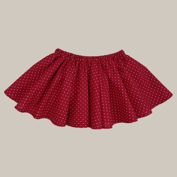 PENNY l Twirl Skirt I BURGUNDY RED DOT