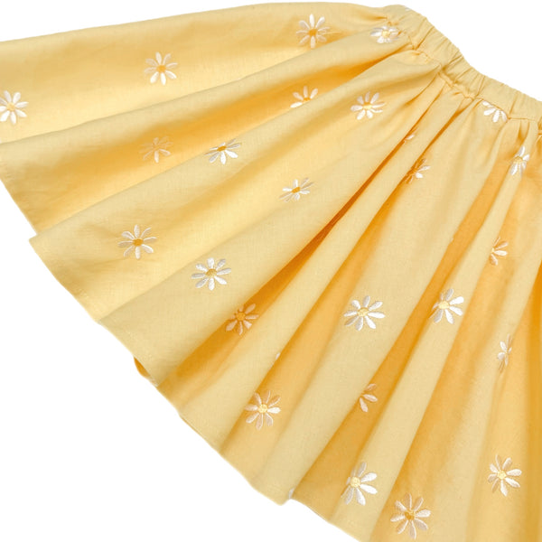 PENNY l Twirl Skirt I YELLOW EMBROIDERED DAISY